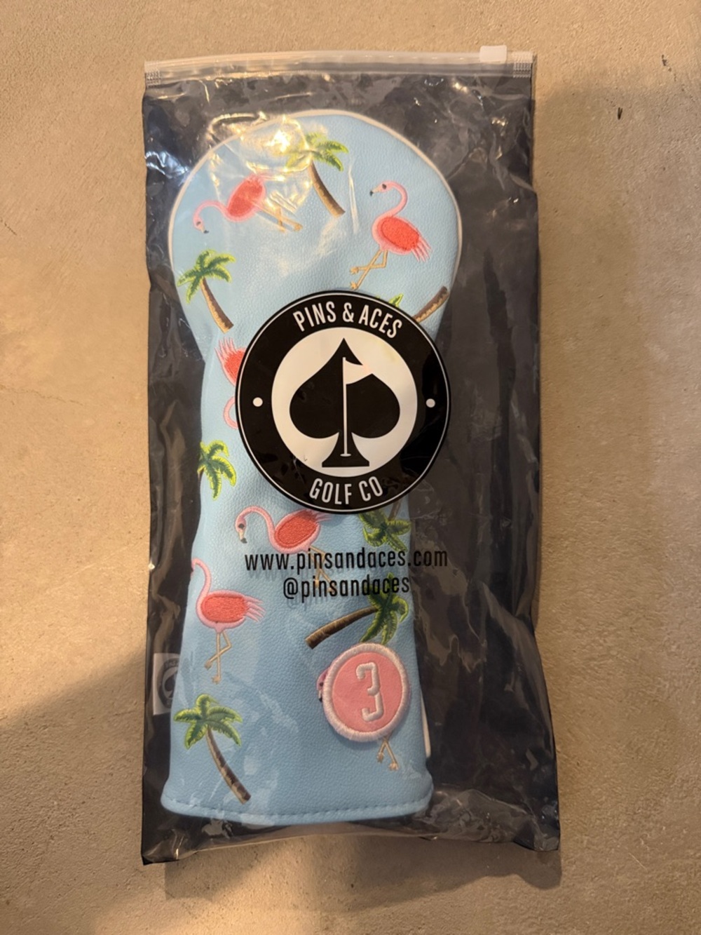 Pins & Aces Light Blue Flamingo Golf Club Headcover